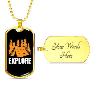 Camper Necklace Explore Personalized Engraved Gold Dog Tag Necklace Custom Name